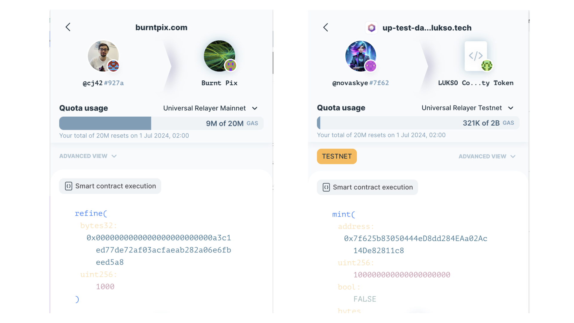 `Examples of interacting with contracts, like minting tokens or refining burntpix.